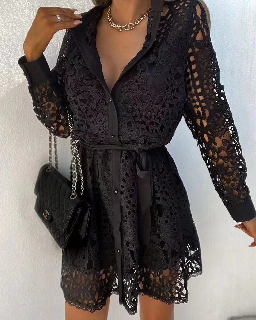 IZA | Elegant Kanten Shirtjurk - Luxe Shirtjurk Dames
