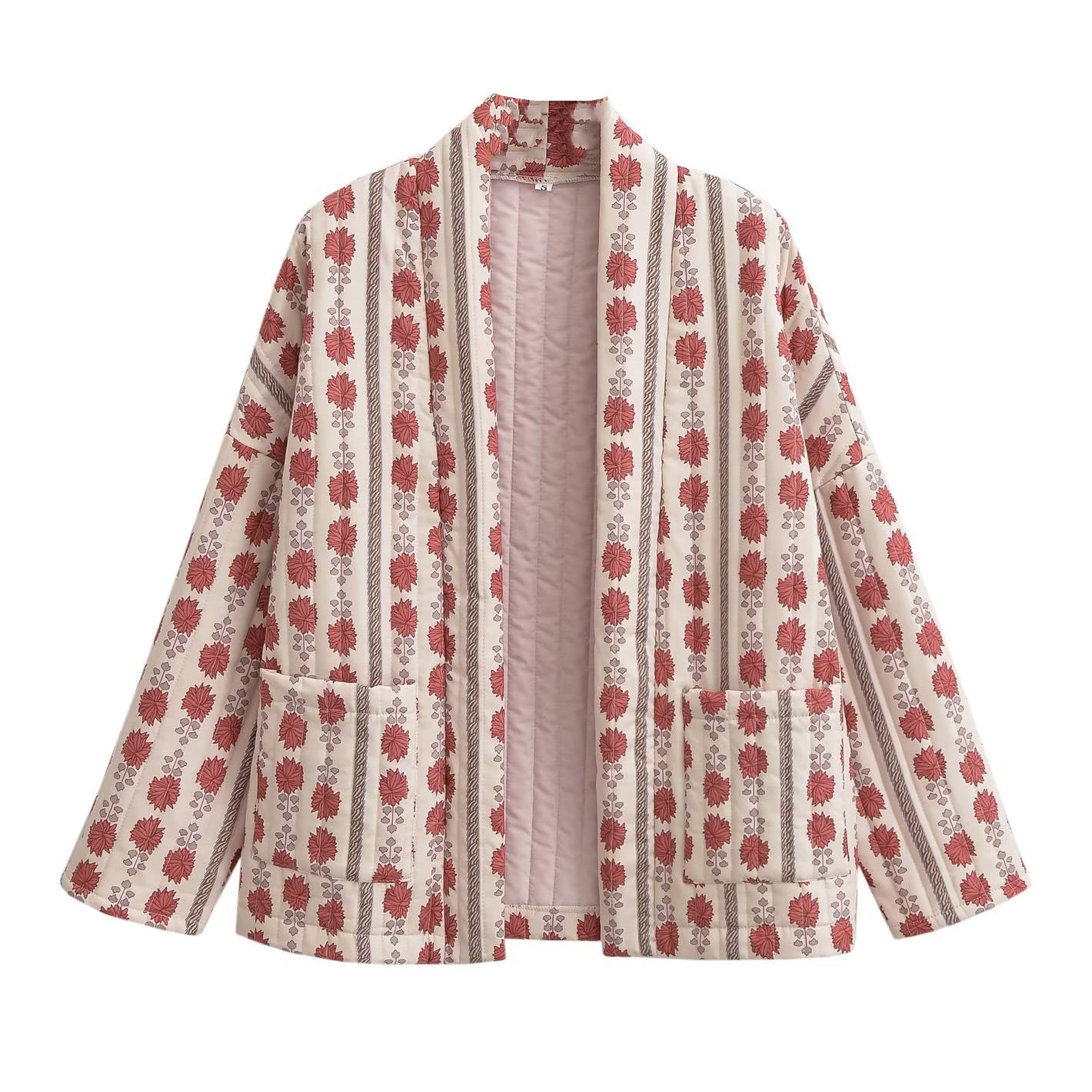 NANOU | Boho Kimono Blazer – Katoenen Printjack met Plantenmotief