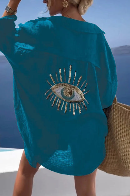 FALKE | Oversized Ibiza Blouse – Katoenen Tuniek met Oogpatch