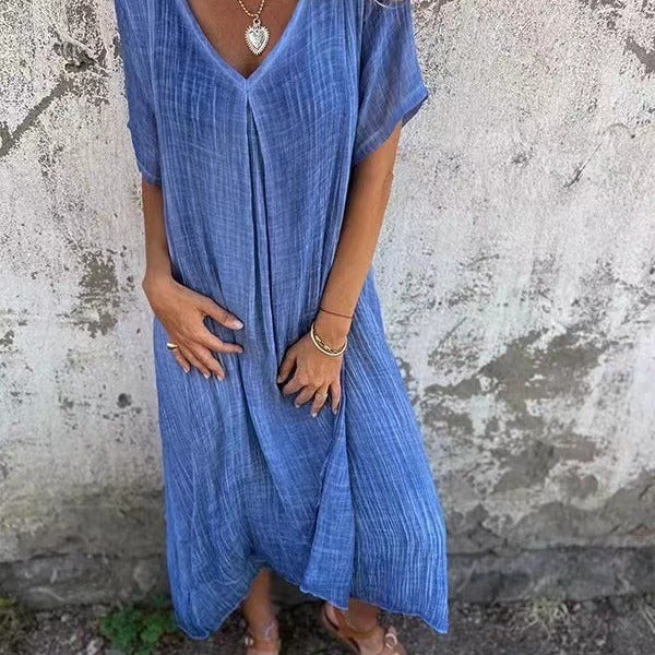JEN | Luchtige Midi-Jurk met V-hals – Casual & Comfortabel