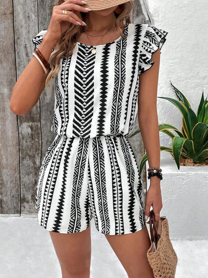 LIVY | Zomer Playsuit Dames – Aztec Jumpsuit met Kapmouwen