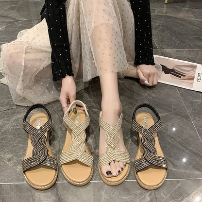 EZRA | Glitter Sandalen met Gevlochten Band – Comfort & Glamour in Één