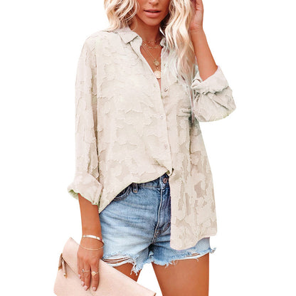 AIMEE | Transparante Blouse met Camouflagepatroon – Elegante Lange Mouwen voor Dames