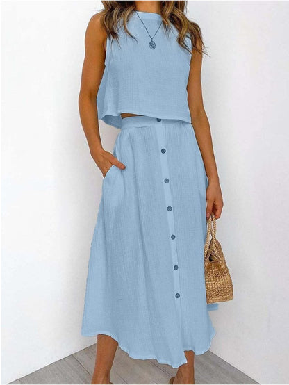 ALIZA | Luchtige Katoenen Set – Zomerse Top & Rok in Diverse Kleuren