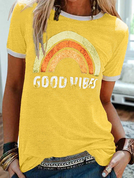 JOLIEN | Good Vibes T-shirt – Retro Print Statement Tee