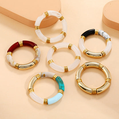 FAYENNE | Chunky Acryl Armband – Luxe Marmerlook Statement Sieraad