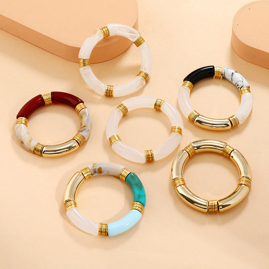 FAYENNE | Chunky Acryl Armband – Luxe Marmerlook Statement Sieraad