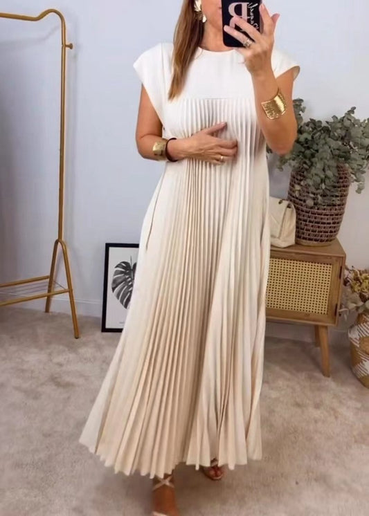 JOLINE | Plissé Jurk Dames Korte Mouwen – Midi Jurk in Meerdere Kleuren