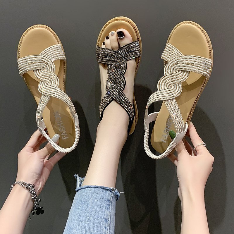 EZRA | Glitter Sandalen met Gevlochten Band – Comfort & Glamour in Één