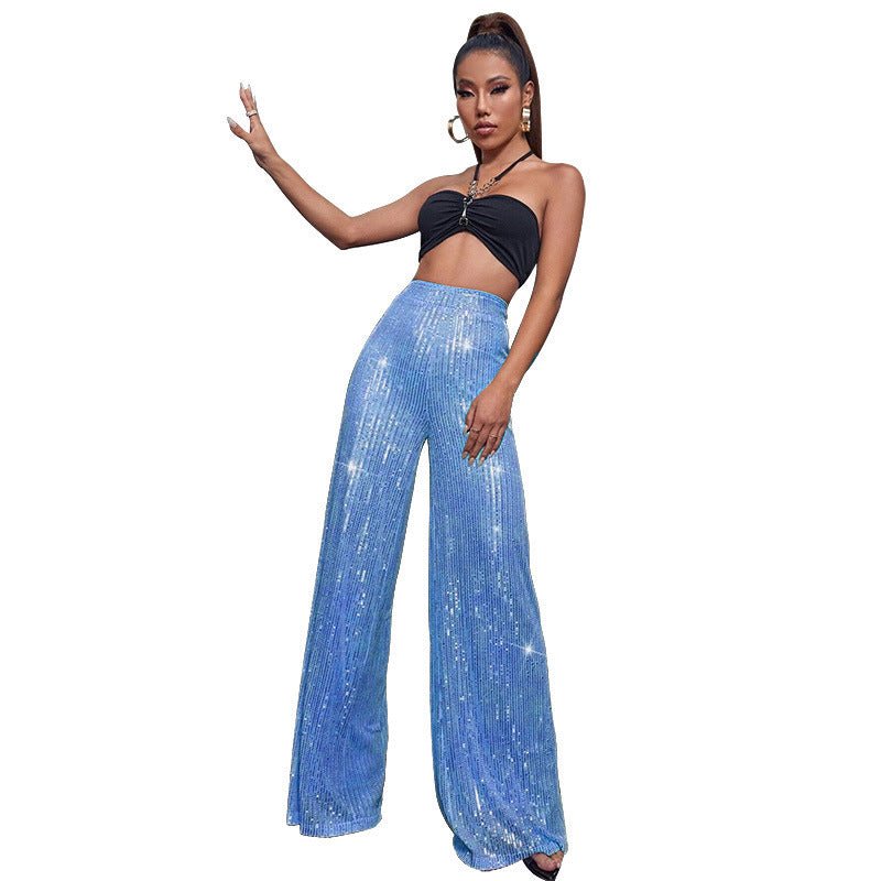 CELINE | Pailletten Palazzo Broek – Glitter Wide Leg Broek in Meerdere Kleuren