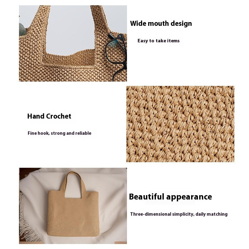 MARGRIET | Vakantie Stro Tote Bag – Gevlochten Commuter Bucket Tas