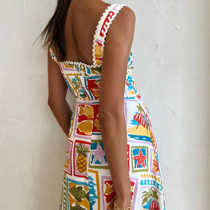 JELKA | Summer Print Maxi Jurk – Tropische Vibes & Kleurexplosie