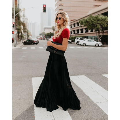 KARLIJN | Plissé Maxi Rok – Satijnlook in Diverse Kleuren | Vrouwelijke Elegantie