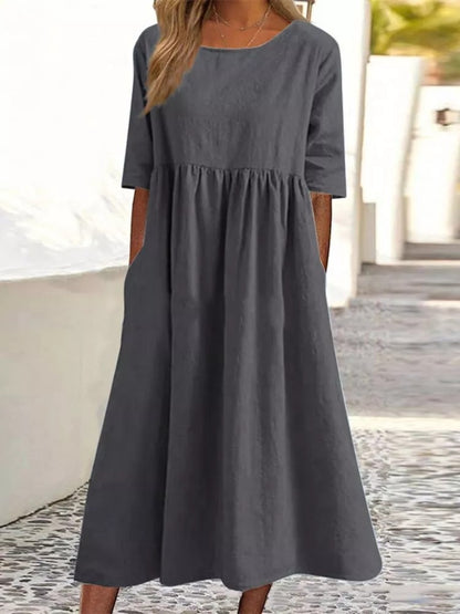 SUZE | Midi-Jurk met Pofeffect – Casual Comfort met een Vrouwelijke Twist