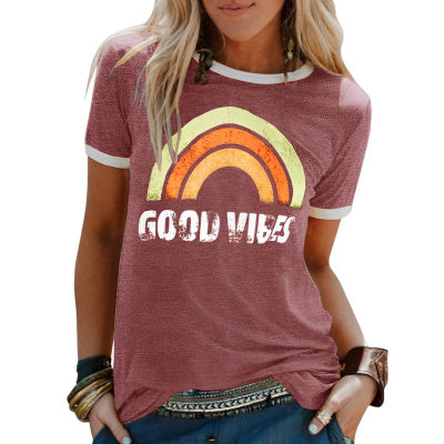 JOLIEN | Good Vibes T-shirt – Retro Print Statement Tee