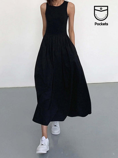 FLORENTINE | Casual Maxi Jurk met Zakken - Zwart-Wit Maxi Jurk Dames