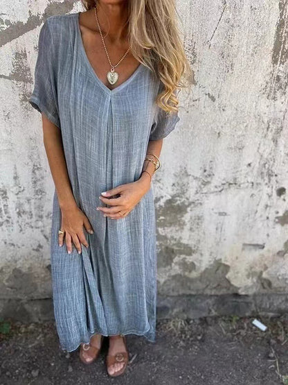 JEN | Luchtige Midi-Jurk met V-hals – Casual & Comfortabel