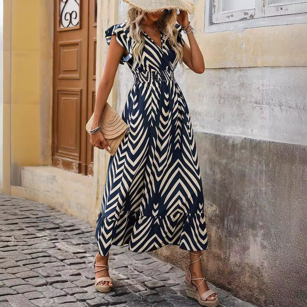 ISHA | Zomerse maxi-jurk met grafische print – elegantie & comfort in één look