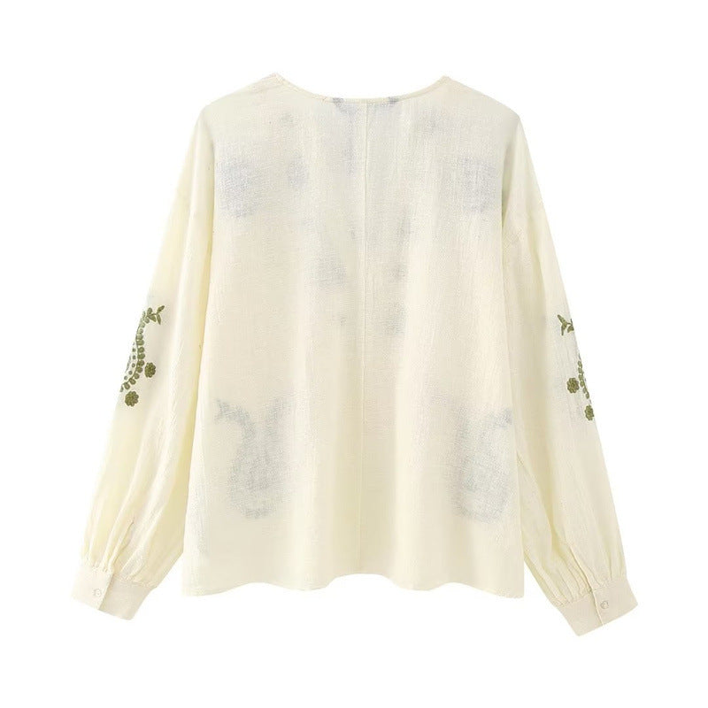 ANNEMIE | Boho Blouse met Borduursels - Katoenen Blouse Dames