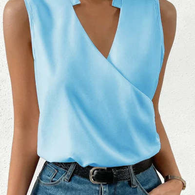 HELENA | Mouwloze Overslagtop – Elegant & Comfortabel in één