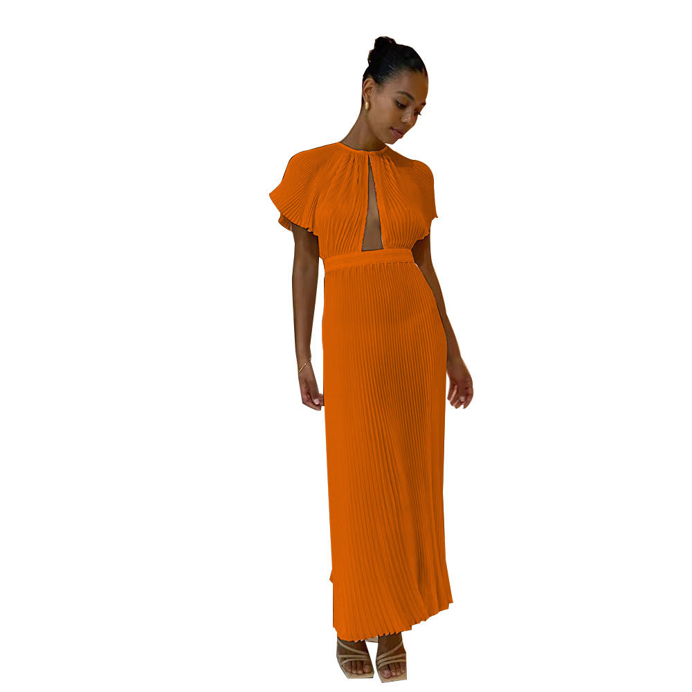 JILKE | Plissé Jurk Dames met Cut-Out en Taille – Elegante Zomerjurk voor Overdag en Avond