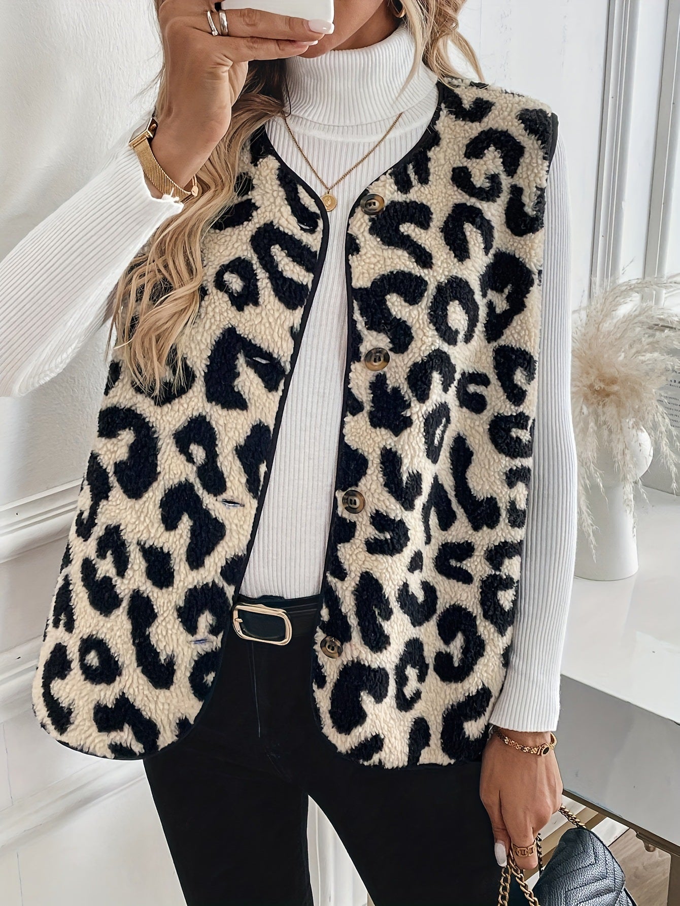 SISSY | Teddy Gilet met Luipaardprint – Stijlvol, Warm & Statement-Ready