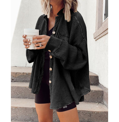 ADELE | Oversized Wafelstructuur Overshirt Dames – Casual Streetstyle Musthave