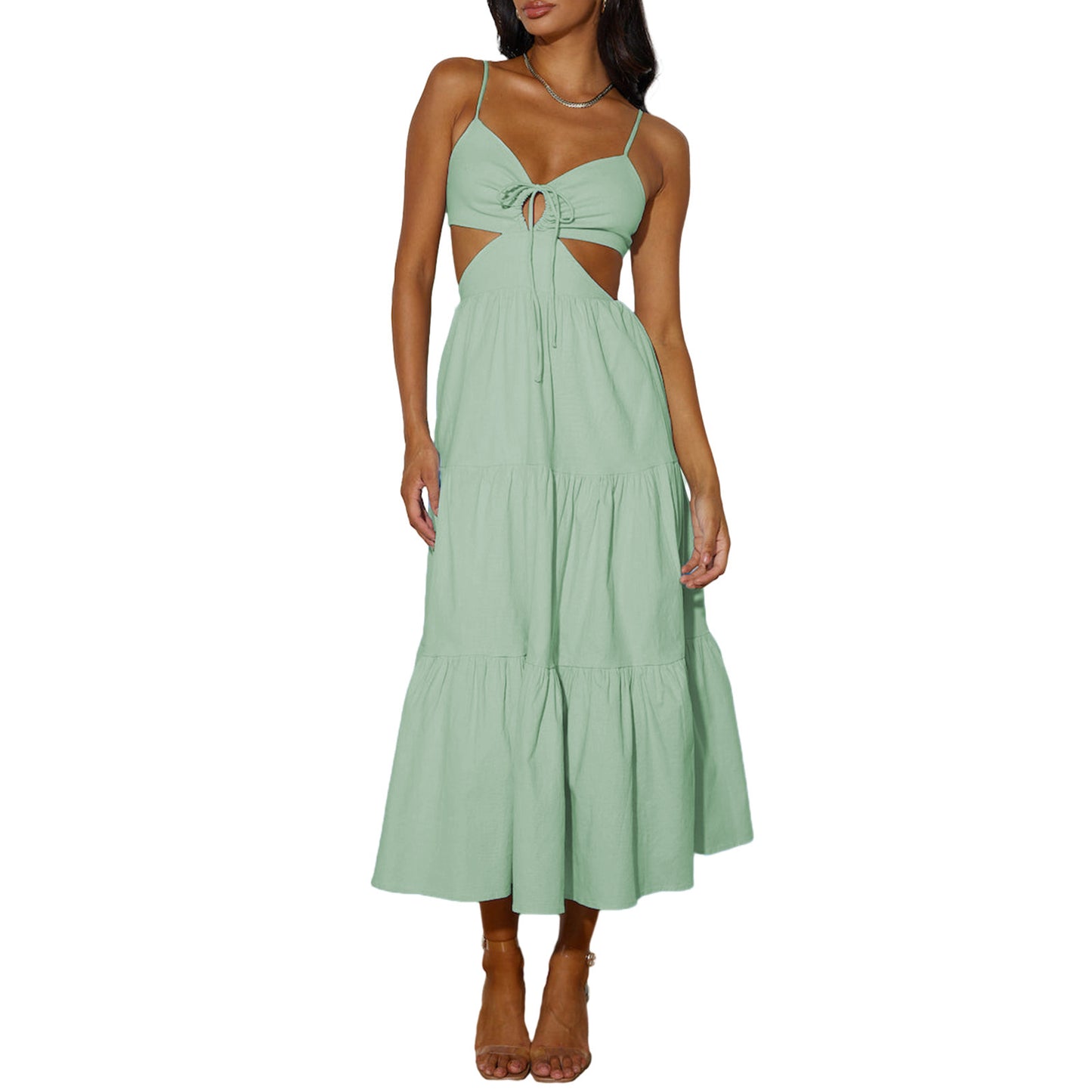 YANNE | Cut-Out Maxi Jurk – Zomerse Elegantie met Speelse Twist