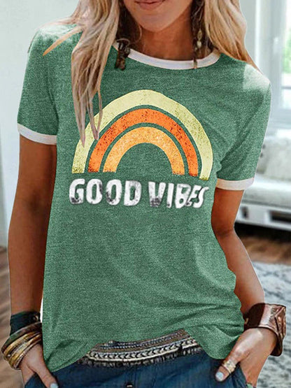 JOLIEN | Good Vibes T-shirt – Retro Print Statement Tee
