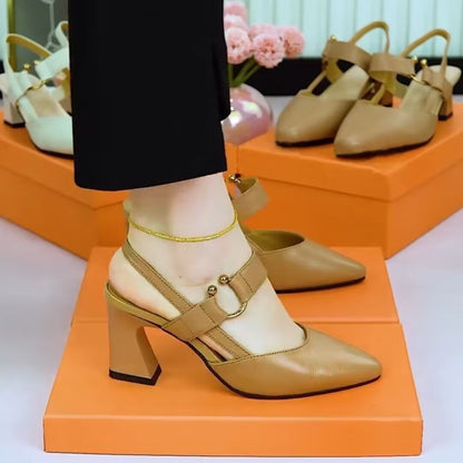 MAY | Slingback Hakken Met Gouden Gesp – Elegantie in Je Stappen
