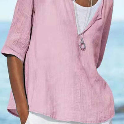 MIRA | Luchtige Linnen Tuniek Dames met V-Hals – Plus Size Zomerblouse van Natuurlijke Stof