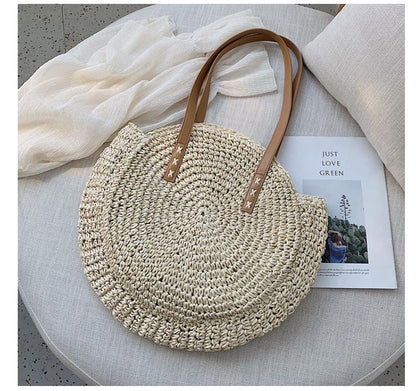 AMALIA | Ronde Stijlvolle Rieten Shopper - Boho Chic