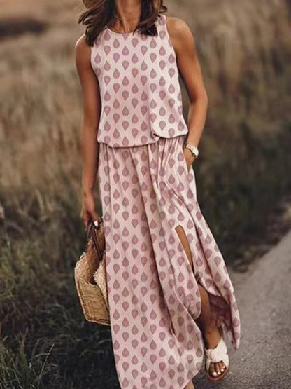 ZENDAYA | Mouwloze Maxi Jurk met Split – Casual Zomerjurk met Pockets