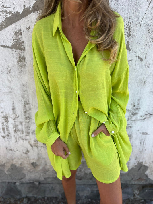 ELINA | Dames Zomerset van Luchtig materiaal – Blouse & Short Combi