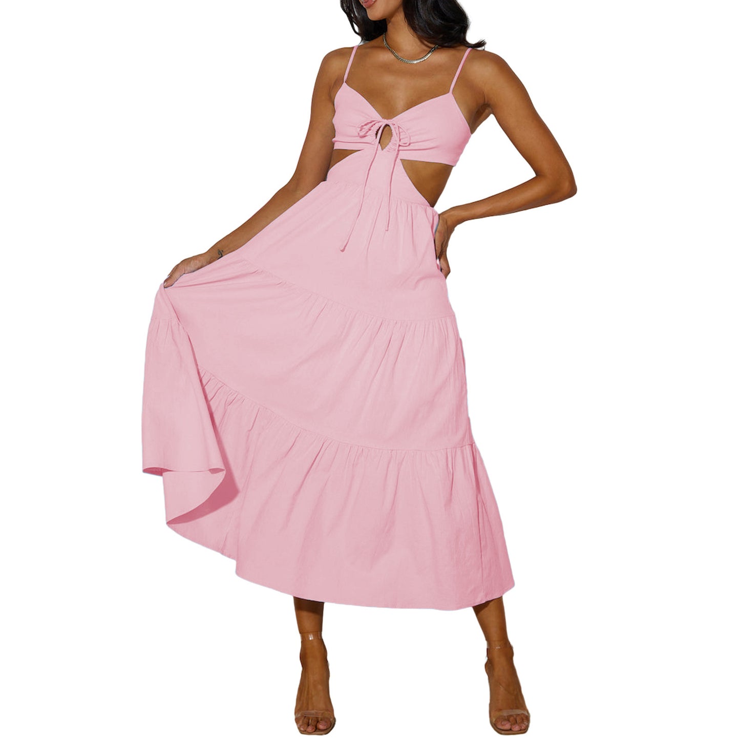 YANNE | Cut-Out Maxi Jurk – Zomerse Elegantie met Speelse Twist