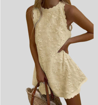 ASHLEY | Zomerjurk met Bloemenborduursels - Katoenen Boho Jurk