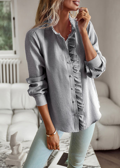 MARTHE | Ruffle Blouse met Opstaande Kraag – Elegante Damesblouse in Meerdere Kleuren