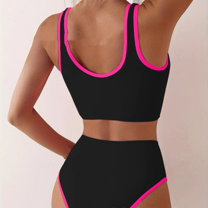 PIEN | Neon Colorblock Bikini Set – Sportieve High Waist Bikini Dames