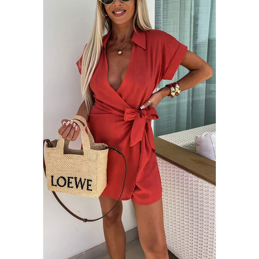 FEBE | Linnen Wrap Jumpsuit – Luchtige Elegantie voor Elke Zomerdag