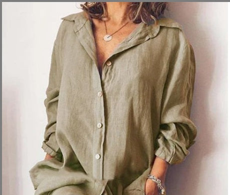 LIZE | Linnen Shirtjurk Dames – Casual Oversized Jurk met Knoopsluiting en Lange Mouwen