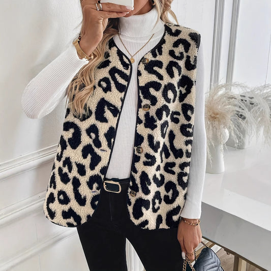 SISSY | Teddy Gilet met Luipaardprint – Stijlvol, Warm & Statement-Ready