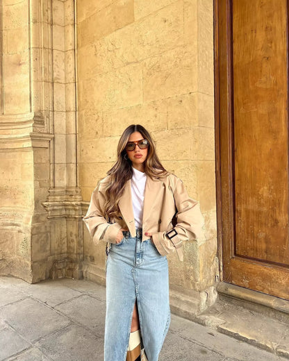 MAYA | Cropped Trenchcoat Beige – Modern, Chic & Onmisbaar in Jouw Garderobe