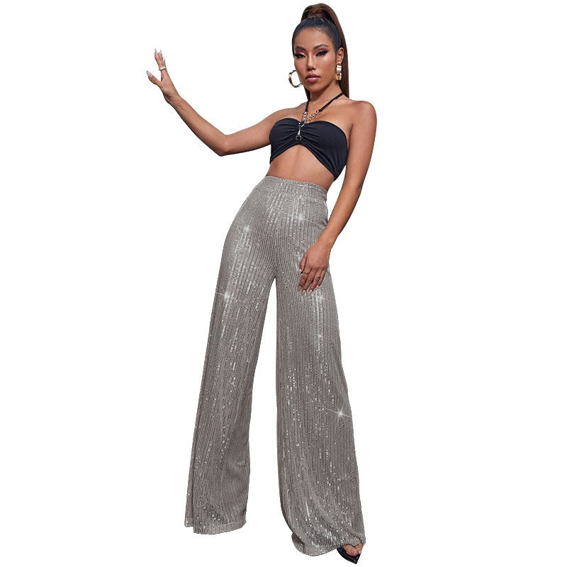 CELINE | Pailletten Palazzo Broek – Glitter Wide Leg Broek in Meerdere Kleuren