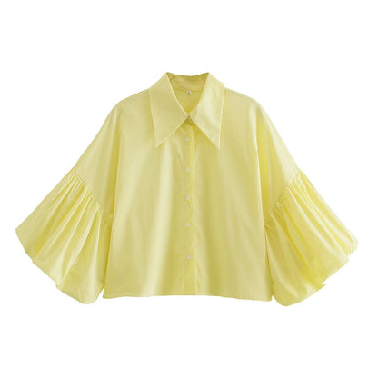 VLINDER | Gestreepte Blouse met Pofmouwen – Stijlvolle Statement Top