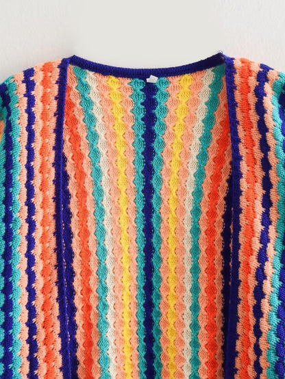 LORA | Regenboog Gebreide Trui Dames met Retro Look – Kleurrijke Sweater voor Zomer en Winter