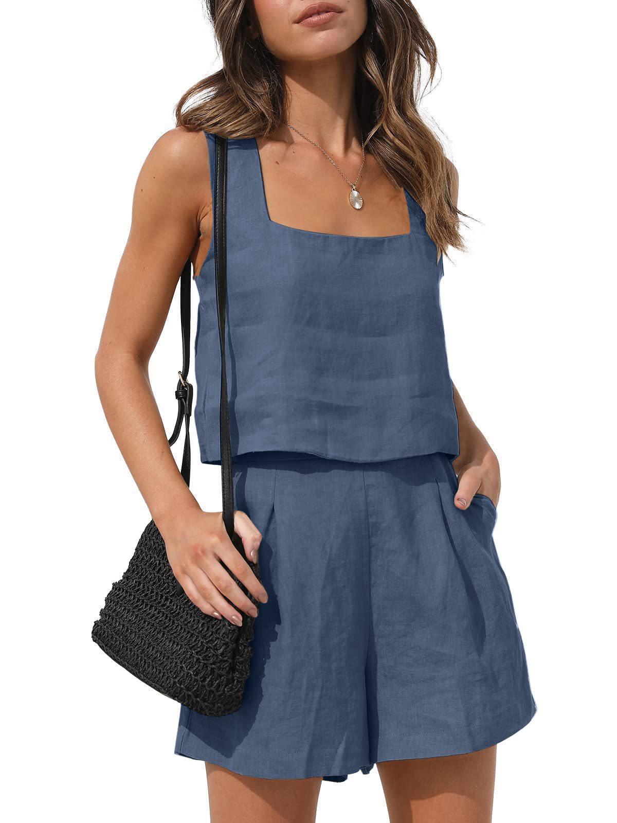 NEVA | Zomerse Katoenen Set Dames - Luchtig Tweedelig Setje - Verkrijgbaar in Diverse Kleuren