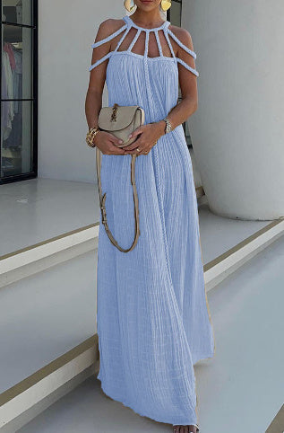 FINNE | Bohemian Maxi Jurk met Gevlochten Details – Luchtige Zomerstijl