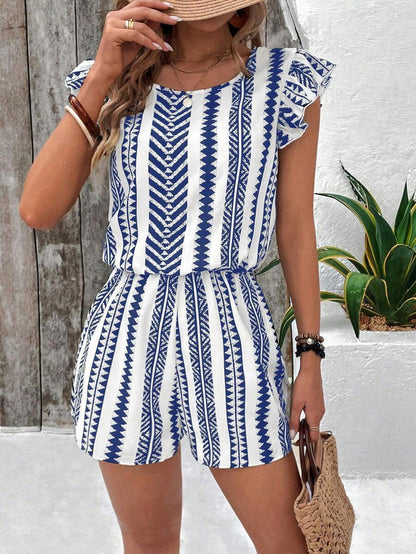 LIVY | Zomer Playsuit Dames – Aztec Jumpsuit met Kapmouwen