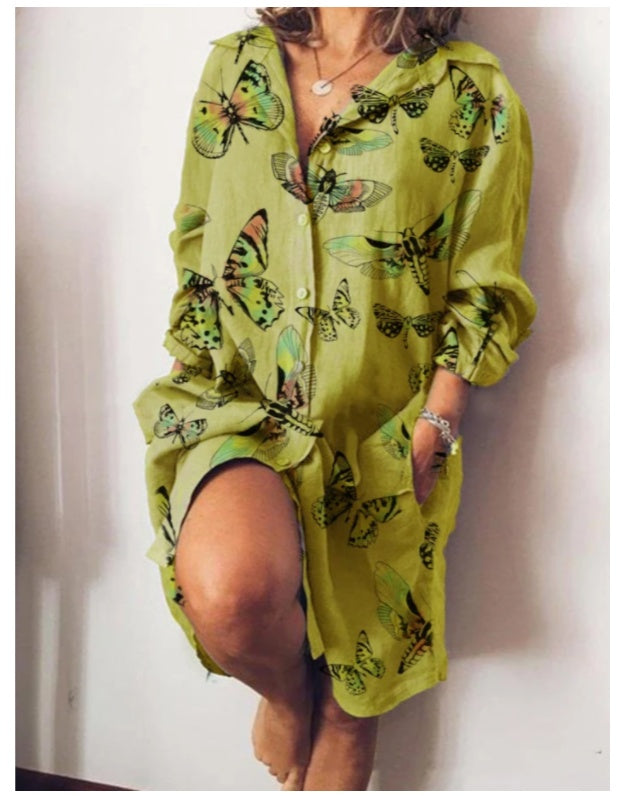 LIZE | Linnen Shirtjurk Dames – Casual Oversized Jurk met Knoopsluiting en Lange Mouwen