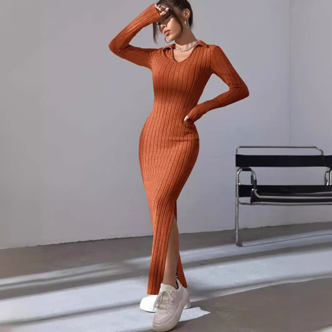 SILVANA | Geribbelde Maxi Jurk met Split – Casual Elegantie voor Elke Dag